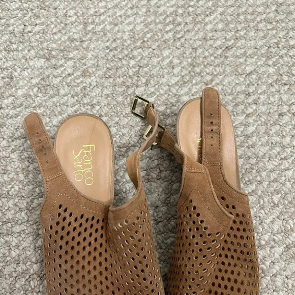 Franco sarto brown heels peep  toe sandals size 10 - Picture 3 of 11